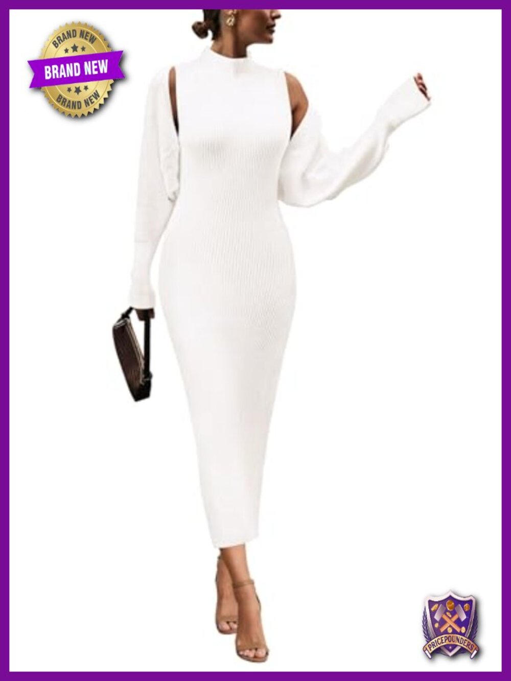 Ribbed Knit Two Piece Sweater Dress Set with Cropped Cardigan